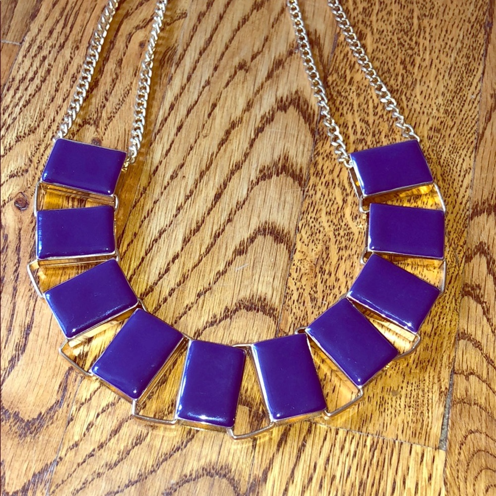 Reversible purple/gold statement necklace